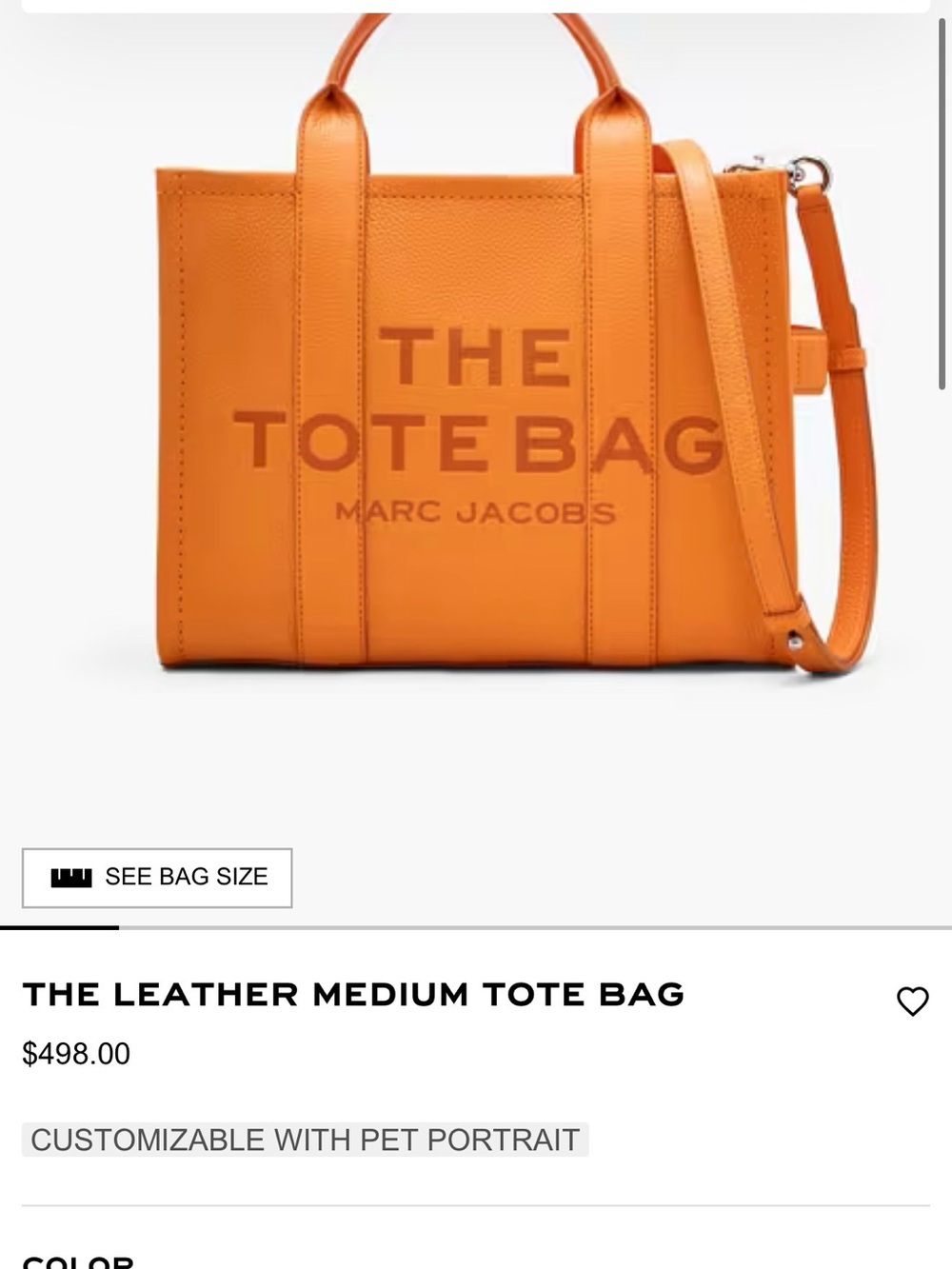 Marc Jacobs Orange Pebbled Leather Tote with Top Handles - Picture 8 of 8
